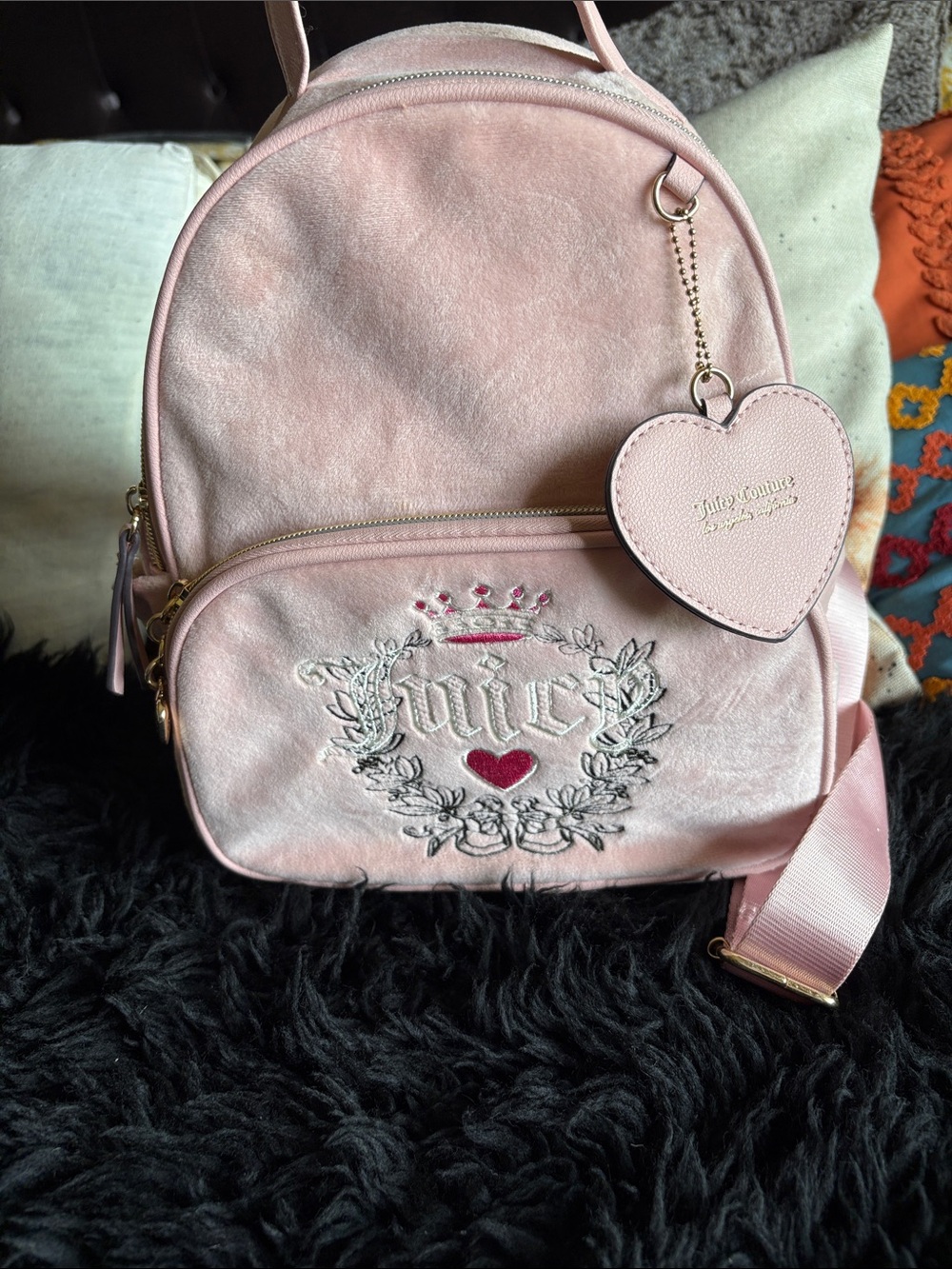 Juicy Couture Light Pink Mini Backpack with Heart Charm